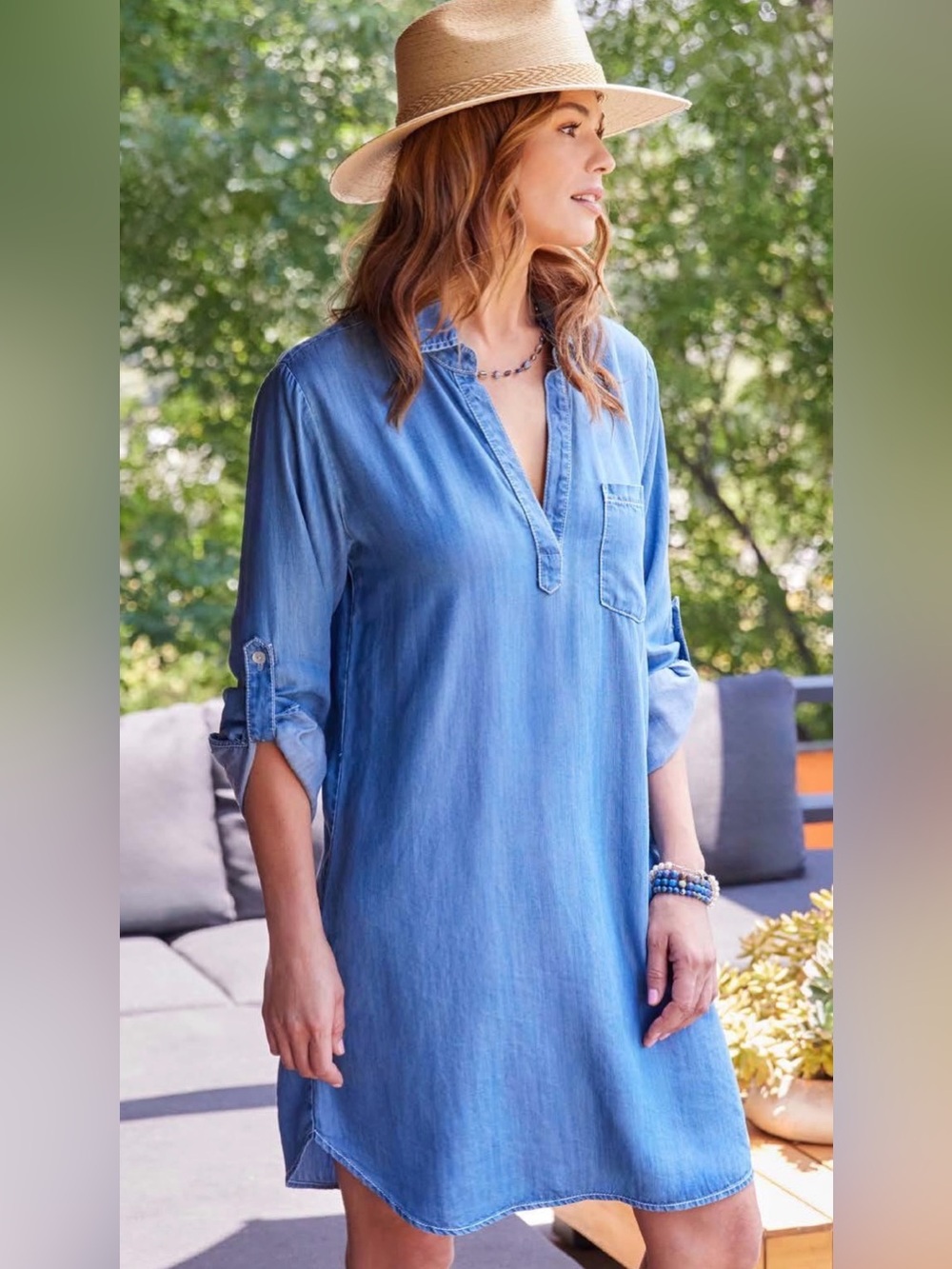 Karen Kane Light Blue Denim-Style Tunic